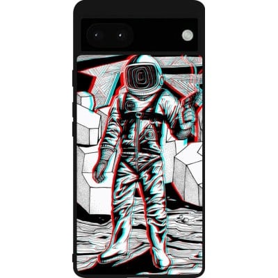 Coque Google Pixel 6a - Silicone rigide noir Anaglyph Astronaut