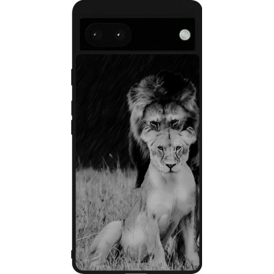 Coque Google Pixel 6a - Silicone rigide noir Angry lions