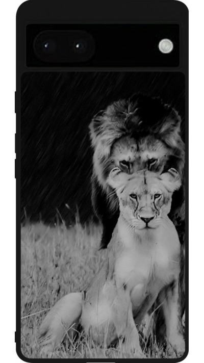 Coque Google Pixel 6a - Silicone rigide noir Angry lions