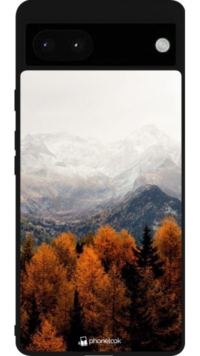 Coque Google Pixel 6a - Silicone rigide noir Autumn 21 Forest Mountain