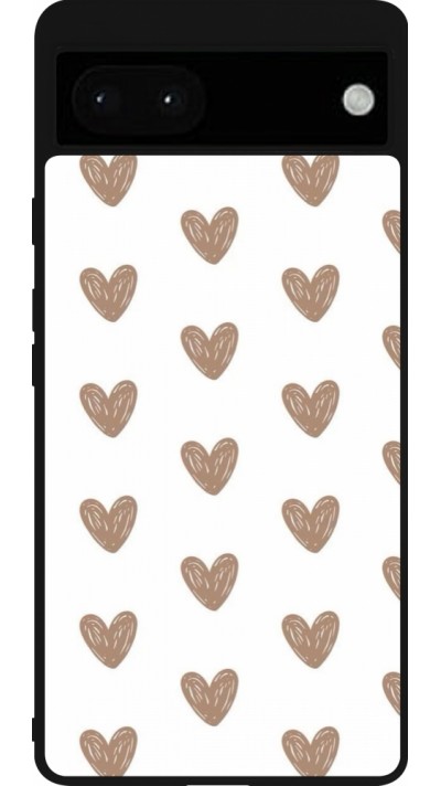 Coque Google Pixel 6a - Silicone rigide noir Autumn 2024 brown hearts