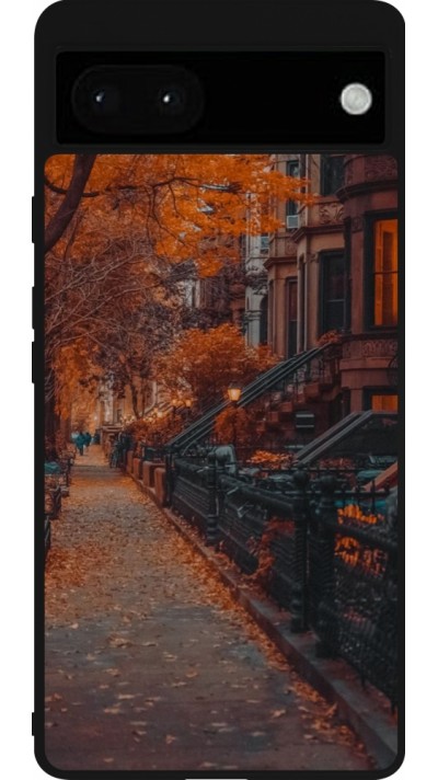 Coque Google Pixel 6a - Silicone rigide noir Autumn 2024 city