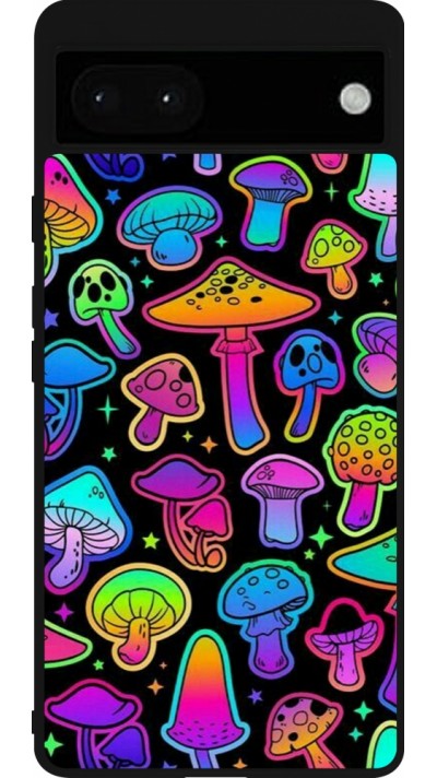 Coque Google Pixel 6a - Silicone rigide noir Autumn 2024 magic mushrooms