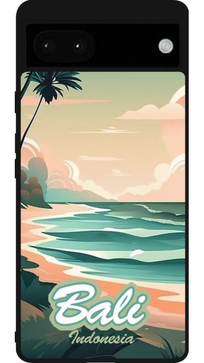 Coque Google Pixel 6a - Silicone rigide noir Bali Landscape