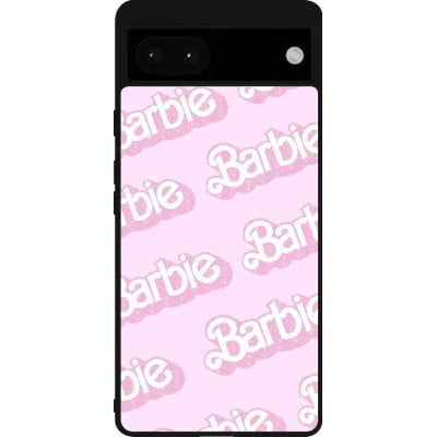 Coque Google Pixel 6a - Silicone rigide noir Barbie light pink pattern