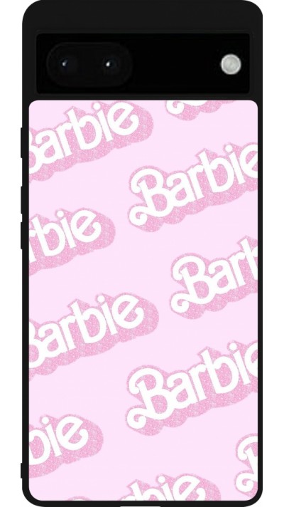 Coque Google Pixel 6a - Silicone rigide noir Barbie light pink pattern