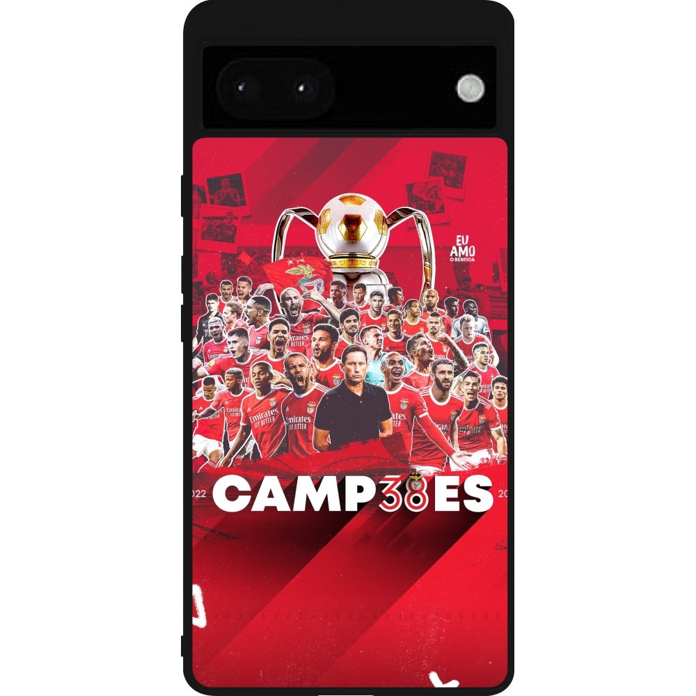 Coque Google Pixel 6a - Silicone rigide noir Benfica Campeoes 2023