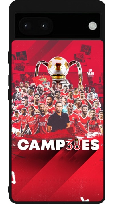 Coque Google Pixel 6a - Silicone rigide noir Benfica Campeoes 2023