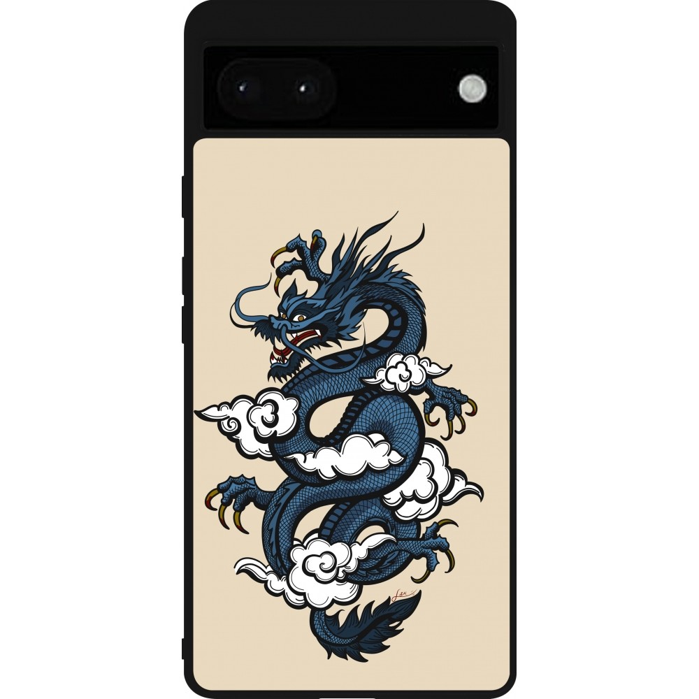 Coque Google Pixel 6a - Silicone rigide noir Blue Dragon Tattoo