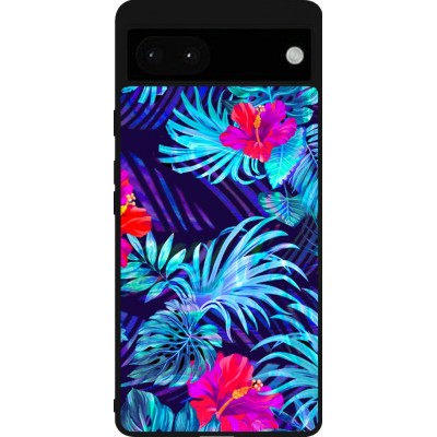 Coque Google Pixel 6a - Silicone rigide noir Blue Forest