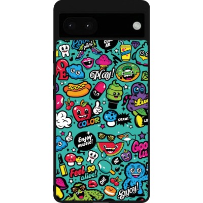 Coque Google Pixel 6a - Silicone rigide noir Cartoons old school