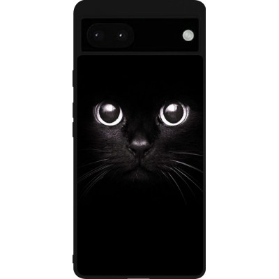 Coque Google Pixel 6a - Silicone rigide noir Cat eyes