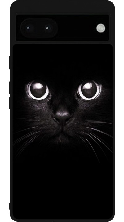 Coque Google Pixel 6a - Silicone rigide noir Cat eyes