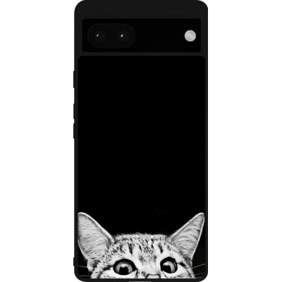 Coque Google Pixel 6a - Silicone rigide noir Cat Looking Up Black