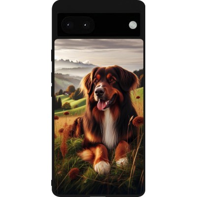 Coque Google Pixel 6a - Silicone rigide noir Chien Campagne Suisse