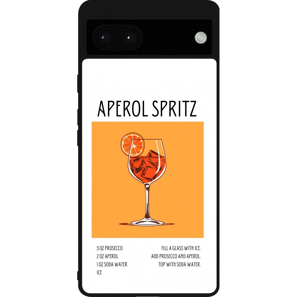 Coque Google Pixel 6a - Silicone rigide noir Cocktail recette Aperol Spritz