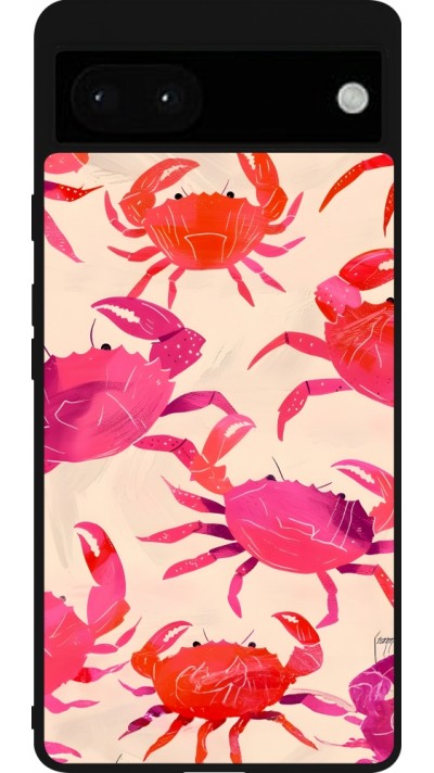 Coque Google Pixel 6a - Silicone rigide noir Crabs Paint