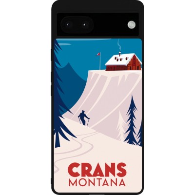 Coque Google Pixel 6a - Silicone rigide noir Crans-Montana Cabane