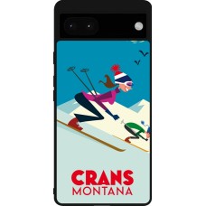 Coque Google Pixel 6a - Silicone rigide noir Crans-Montana Ski Downhill