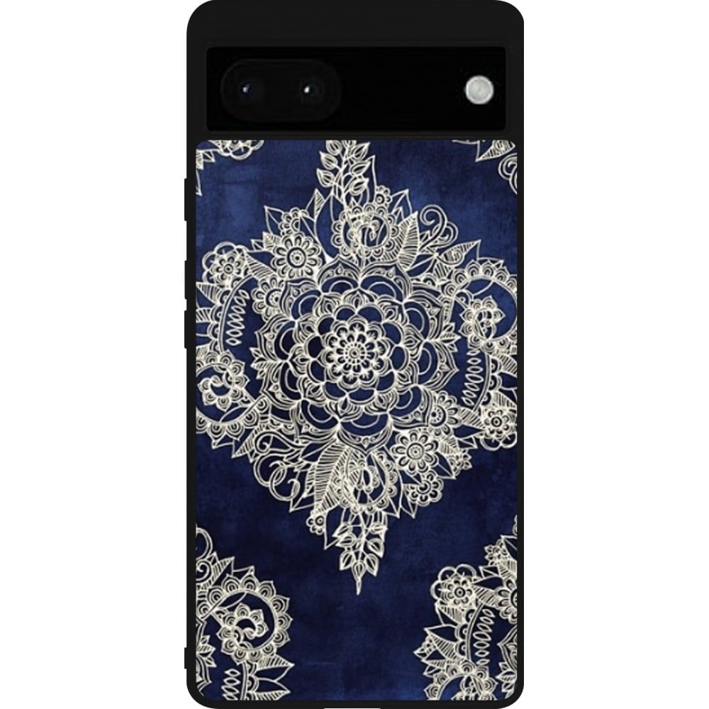 Coque Google Pixel 6a - Silicone rigide noir Cream Flower Moroccan