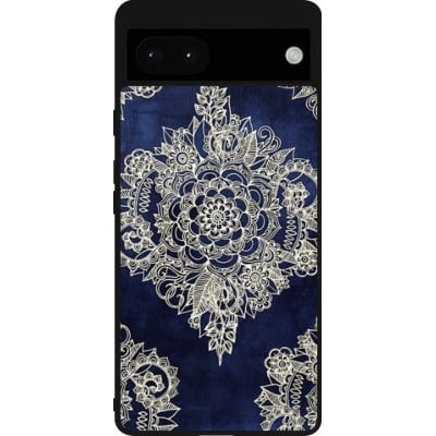 Coque Google Pixel 6a - Silicone rigide noir Cream Flower Moroccan