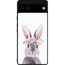 Coque Google Pixel 6a - Silicone rigide noir Easter 2023 flower bunny