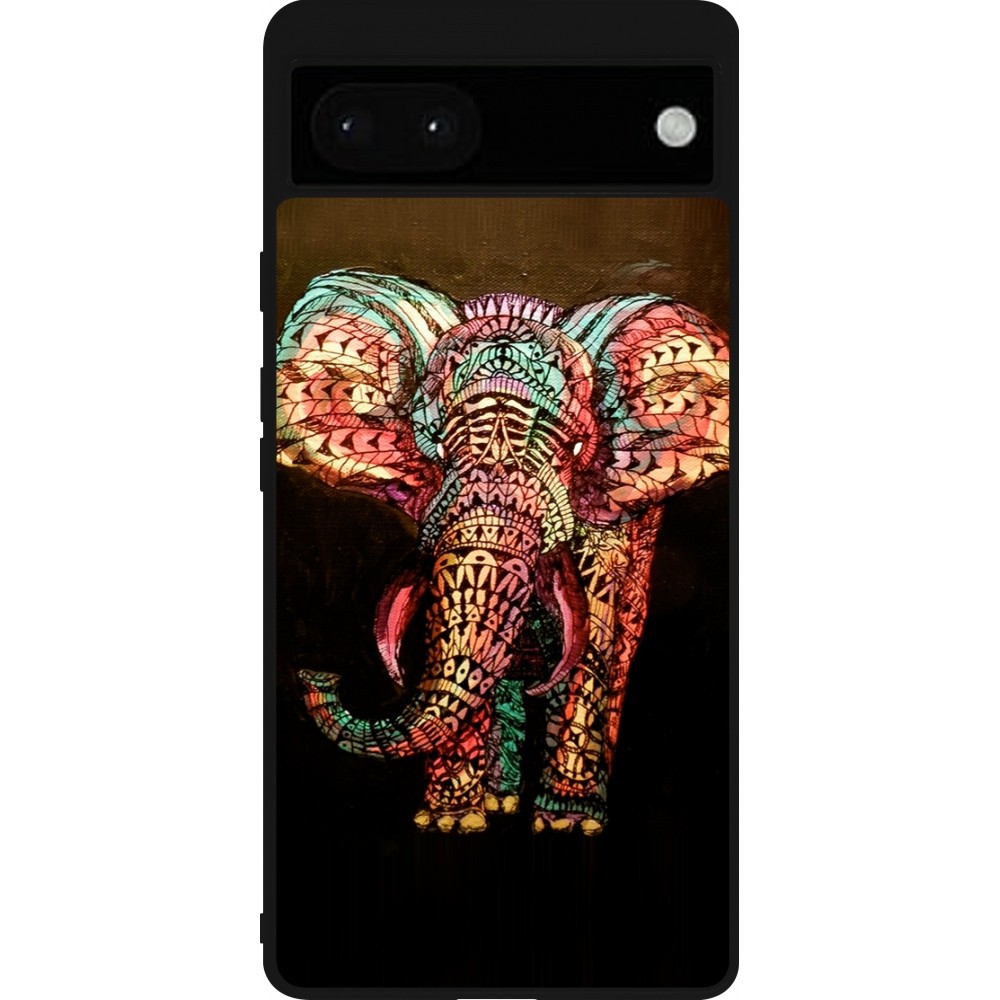 Coque Google Pixel 6a - Silicone rigide noir Elephant 02