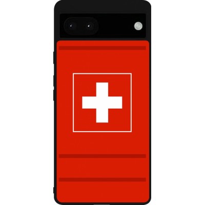 Coque Google Pixel 6a - Silicone rigide noir Euro 2020 Switzerland