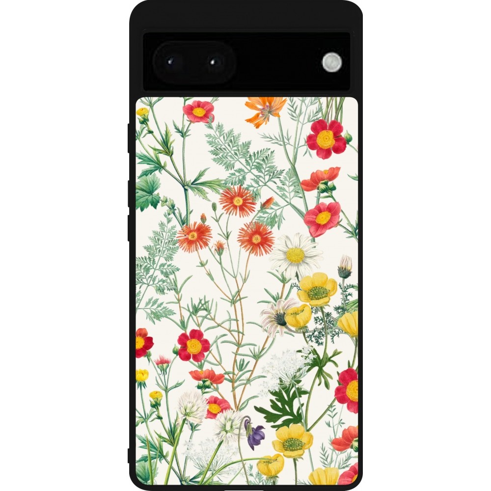 Coque Google Pixel 6a - Silicone rigide noir Flora Botanical Wildlife