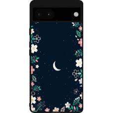 Coque Google Pixel 6a - Silicone rigide noir Flowers space