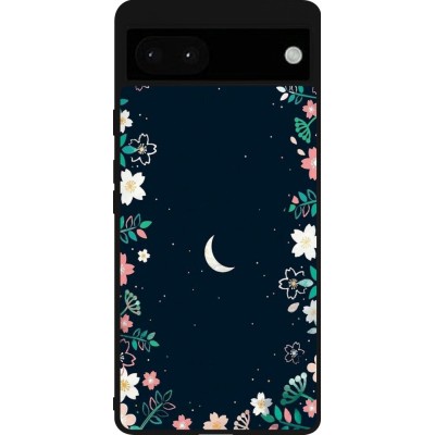 Coque Google Pixel 6a - Silicone rigide noir Flowers space