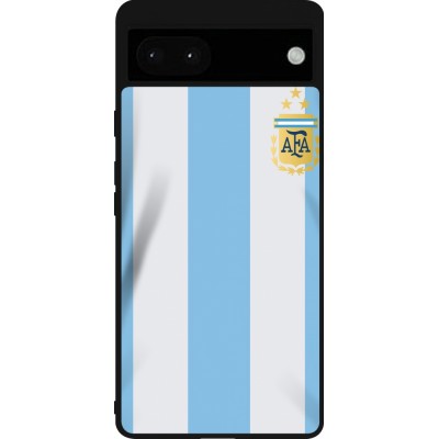 Coque Google Pixel 6a - Silicone rigide noir Maillot de football Argentine 2022 personnalisable