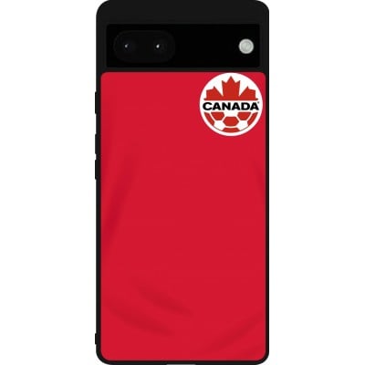 Coque Google Pixel 6a - Silicone rigide noir Maillot de football Canada 2022 personnalisable