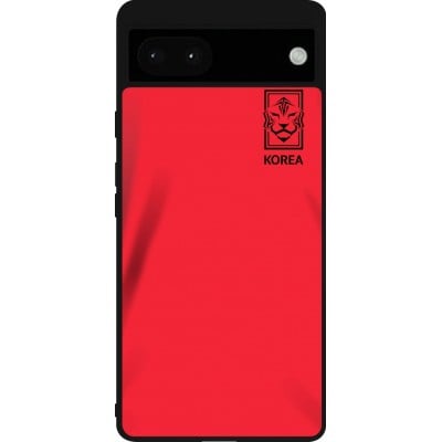 Coque Google Pixel 6a - Silicone rigide noir Maillot de football Corée du Sud 2022 personnalisable