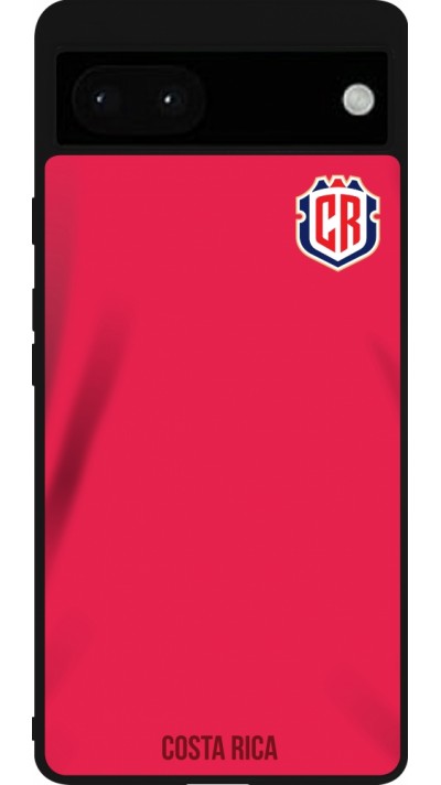 Coque Google Pixel 6a - Silicone rigide noir Maillot de football Costa Rica 2022 personnalisable