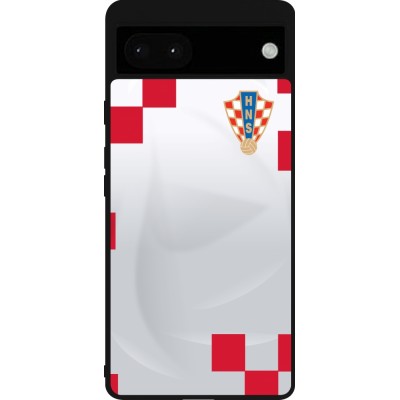 Coque Google Pixel 6a - Silicone rigide noir Maillot de football Croatie 2022 personnalisable