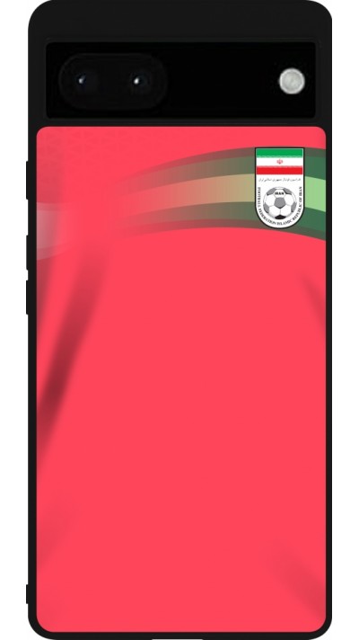 Coque Google Pixel 6a - Silicone rigide noir Maillot de football Iran 2022 personnalisable