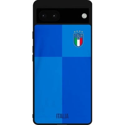 Coque Google Pixel 6a - Silicone rigide noir Maillot de football Italie 2022 personnalisable