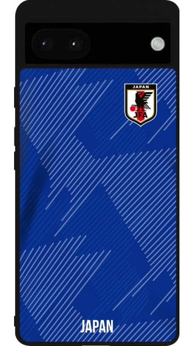 Coque Google Pixel 6a - Silicone rigide noir Maillot de football Japon 2022 personnalisable