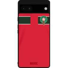 Coque Google Pixel 6a - Silicone rigide noir Maillot de football Maroc 2022 personnalisable