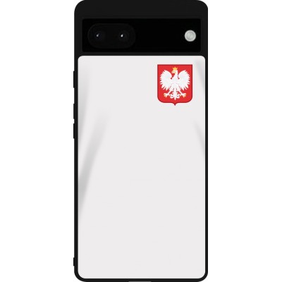 Coque Google Pixel 6a - Silicone rigide noir Maillot de football Pologne 2022 personnalisable