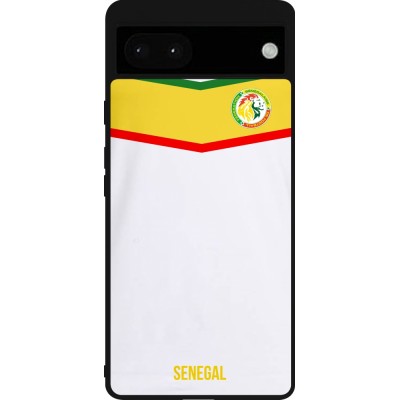 Coque Google Pixel 6a - Silicone rigide noir Maillot de football Senegal 2022 personnalisable