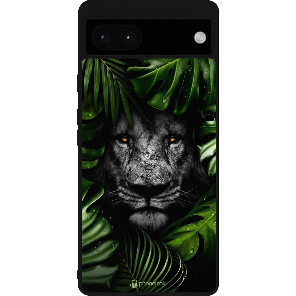 Coque Google Pixel 6a - Silicone rigide noir Forest Lion