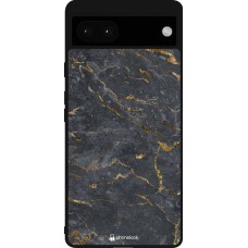 Coque Google Pixel 6a - Silicone rigide noir Grey Gold Marble