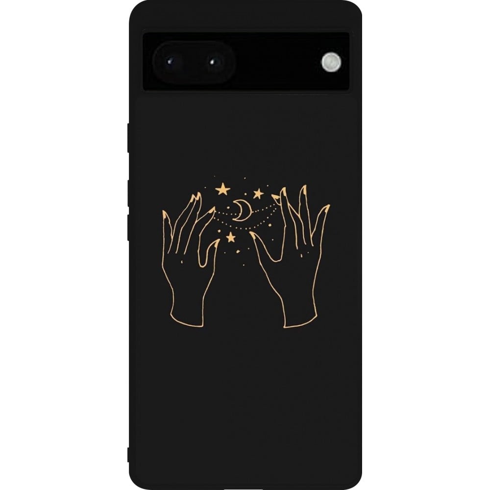 Coque Google Pixel 6a - Silicone rigide noir Grey magic hands