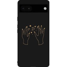 Coque Google Pixel 6a - Silicone rigide noir Grey magic hands