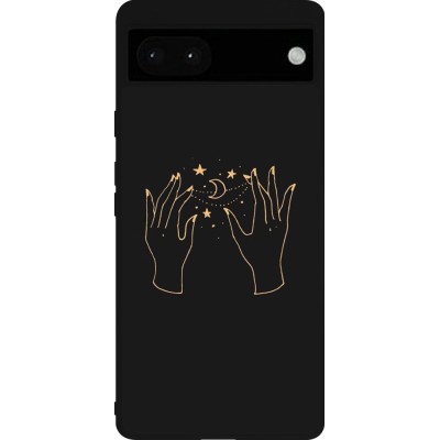 Coque Google Pixel 6a - Silicone rigide noir Grey magic hands