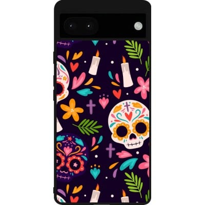 Coque Google Pixel 6a - Silicone rigide noir Halloween 2023 mexican style