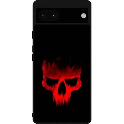 Coque Google Pixel 6a - Silicone rigide noir Halloween 2023 scary skull