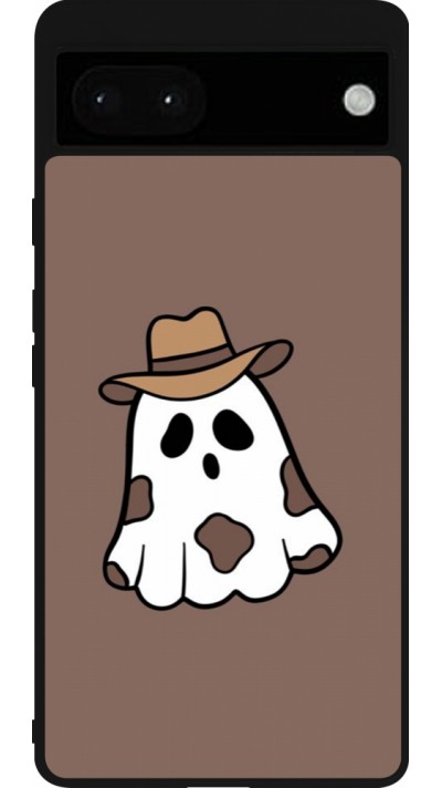 Coque Google Pixel 6a - Silicone rigide noir Halloween 2024 cowboy ghost